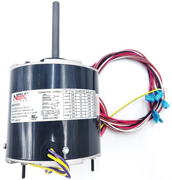 thumbnail image 2 of Hvac Fan Motor NBK-20591 Condenser Fan Motor 208-230V, 825 RPM, 1 2 of 14