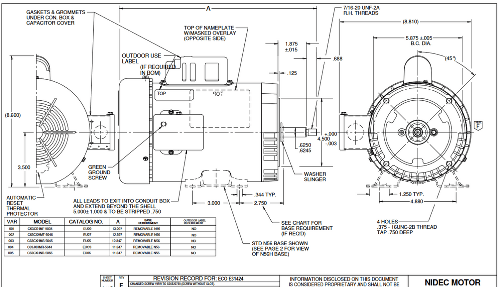 US-Nidec EU04 Commercial Pump Motor - cemotors